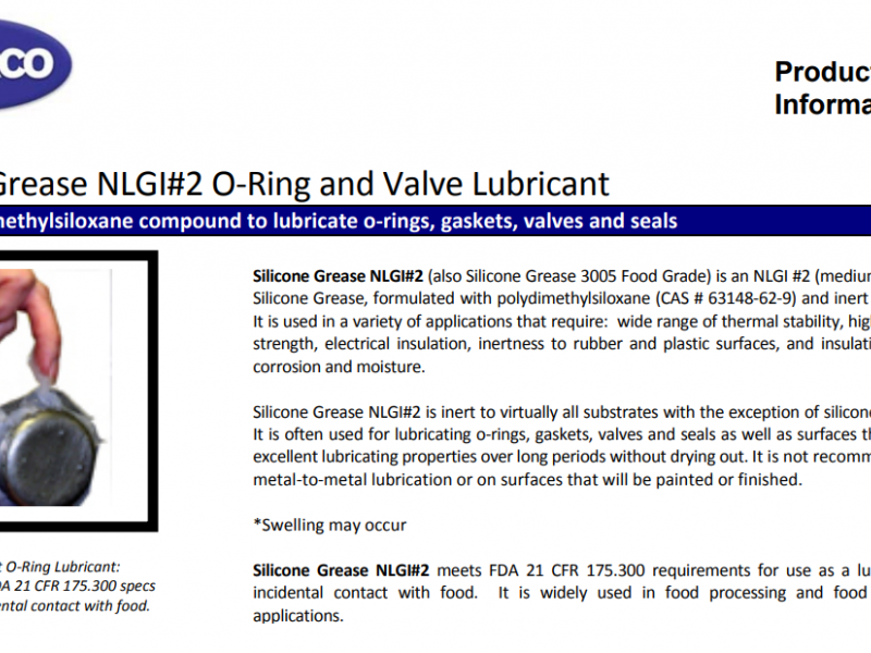 CLEARCO - Silicone Grease NLGI#2 O‐Ring and Valve Lubricant/Mỡ Silicon NLGI #2 O-ring chất bôi trơn cho van